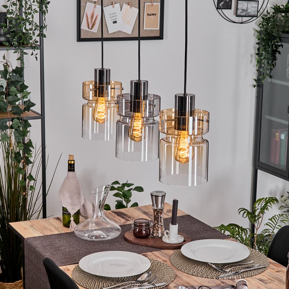 Hasvik Lampa wisząca, Lampa wisząca Chrom, Czarny, 3-punktowe main product photo