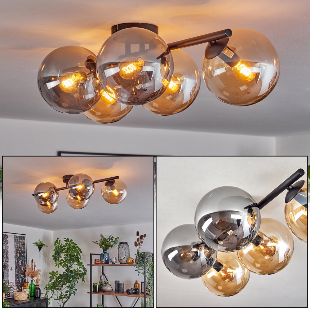 Gastor Lampa sufitowa, Kula świetlna W kolorze bursztynu, Przydymiony, 5-punktowe main product photo