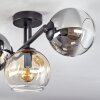 Koyoto lampa sufitowa, kula świetlna bursztynowy, chrom, przydymiony, 3-punktowe