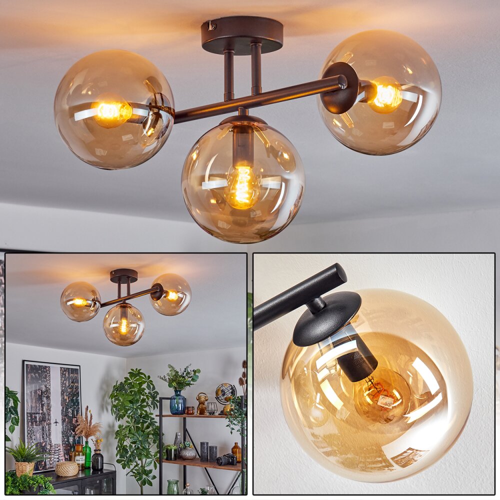 Gastor Lampa sufitowa, Kula świetlna W kolorze bursztynu, 3-punktowe main product photo