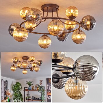 Chehalis Lampa sufitowa, Kula świetlna W kolorze bursztynu, Przydymiony, 12-punktowe Chehalis Lampa sufitowa, Kula świetlna W kolorze bursztynu, Przydymiony, 12-punktowe