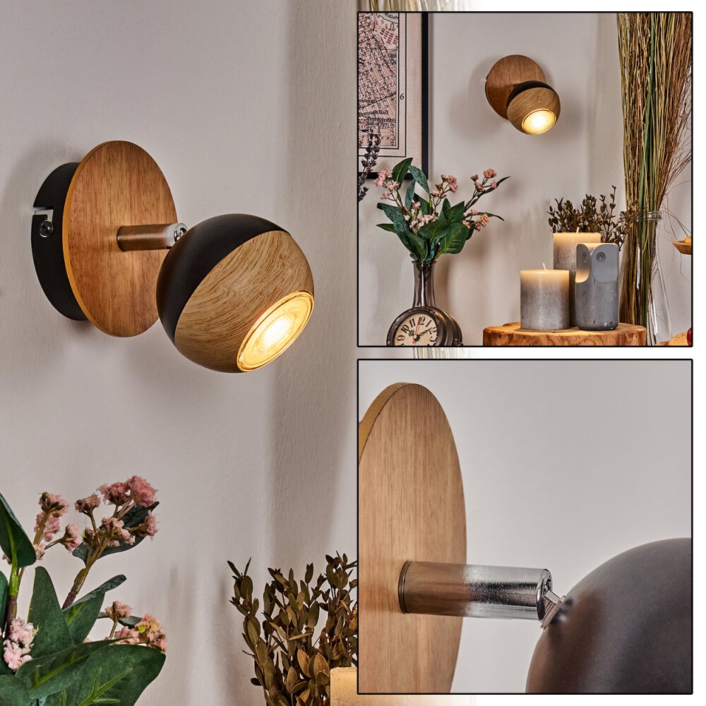 Haldor Lampa ścienna, Spot ścienny Brązowy, Chrom, Czarny, 1-punktowy main product photo