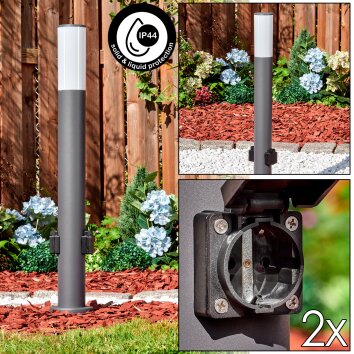 Caserta lampka do kontaktu, słupek ogrodowy antracytowy, 1-punktowy