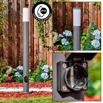 Caserta lampka do kontaktu, słupek ogrodowy antracytowy, 1-punktowy