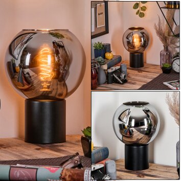 Koyoto kula świetlna, lampka biurkowa, lampa stołowa 20 cm chrom, przydymiony, 1-punktowy