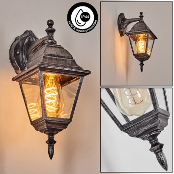 Naofe zewnętrzny kinkiet, kinkiet czarny, srebrny, 1-punktowy