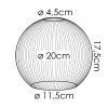 szklany klosz  Koyoto klosz zamienny, część zamienna 20 cm miedziany, czerwony