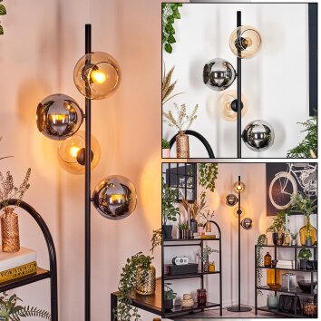 Koyoto lampa stojąca 31 cm bursztynowy, chrom, przydymiony, 4-punktowe