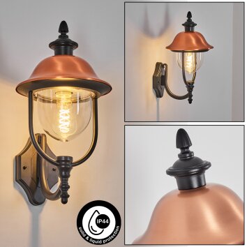 Gascon zewnętrzny kinkiet, kinkiet miedziany, czarny, 1-punktowy