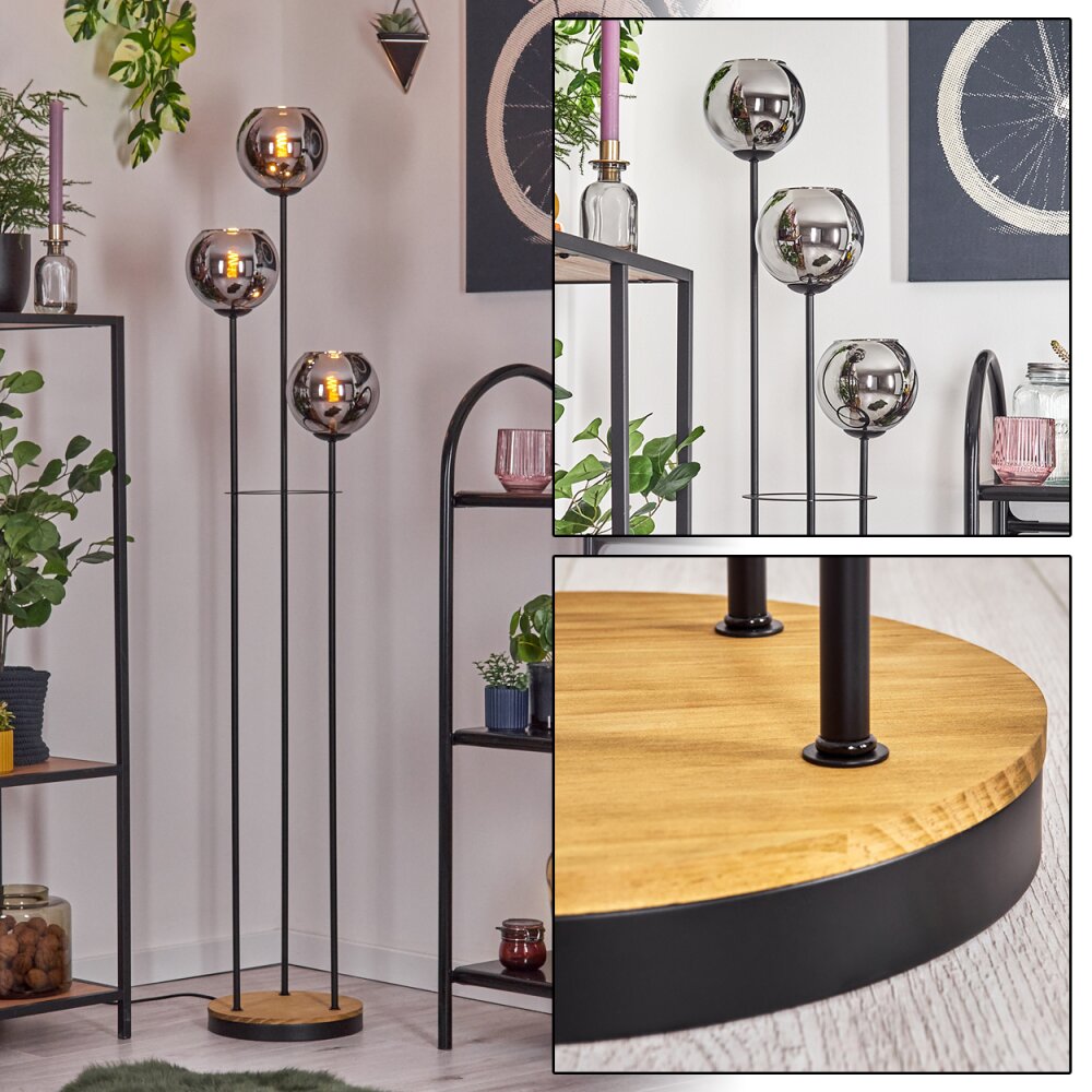 Koyoto Lampa stojąca 30 cm Ciemne drewno, Czarny, 3-punktowe main product photo