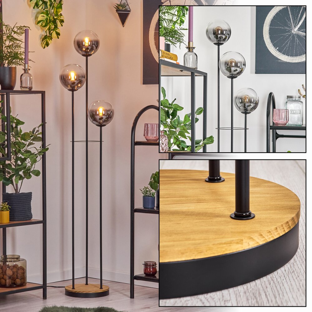 Gastor Lampa stojąca 30 cm Ciemne drewno, Czarny, 3-punktowe main product photo