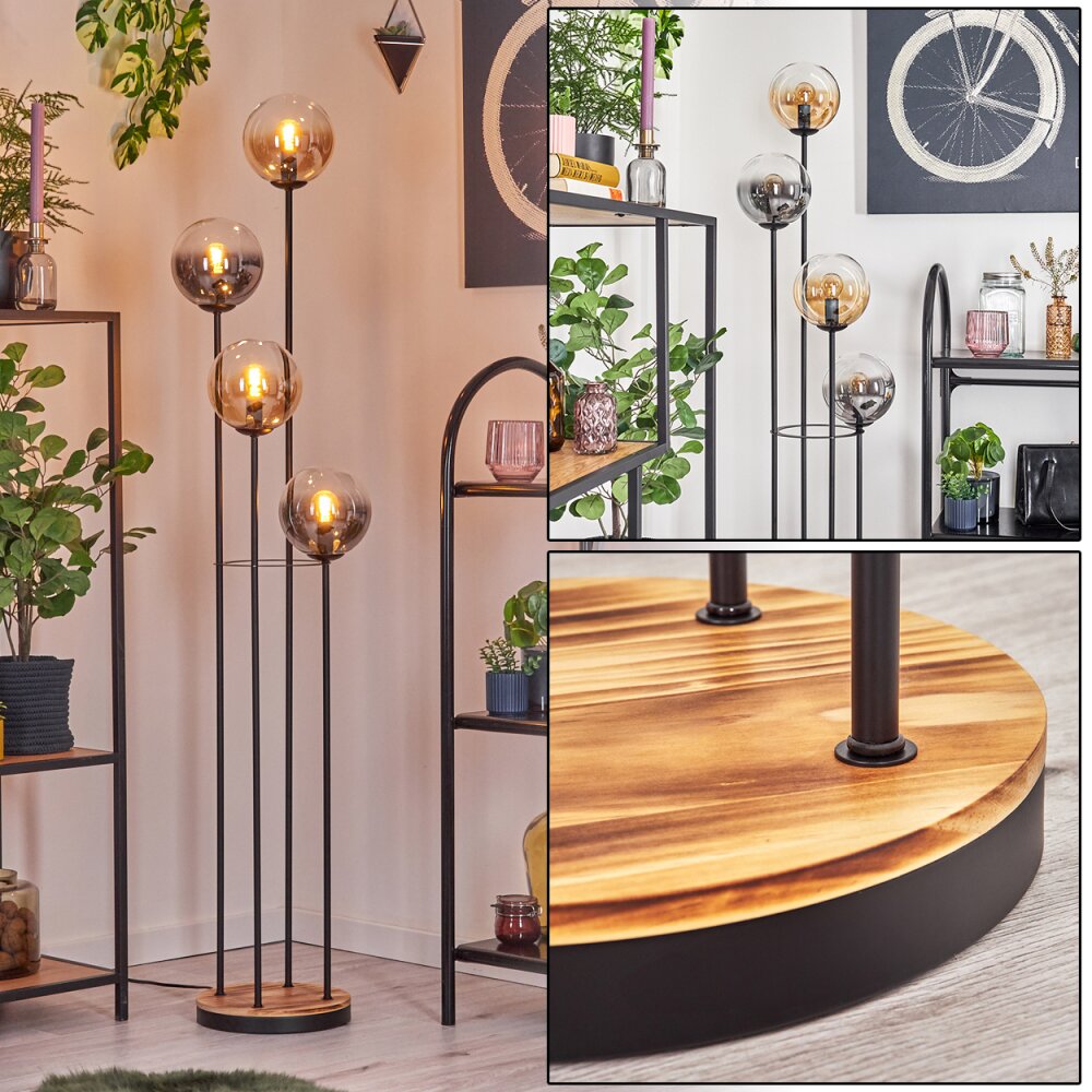 Gastor Lampa stojąca 30 cm Jasne drewno, Czarny, 4-punktowe main product photo