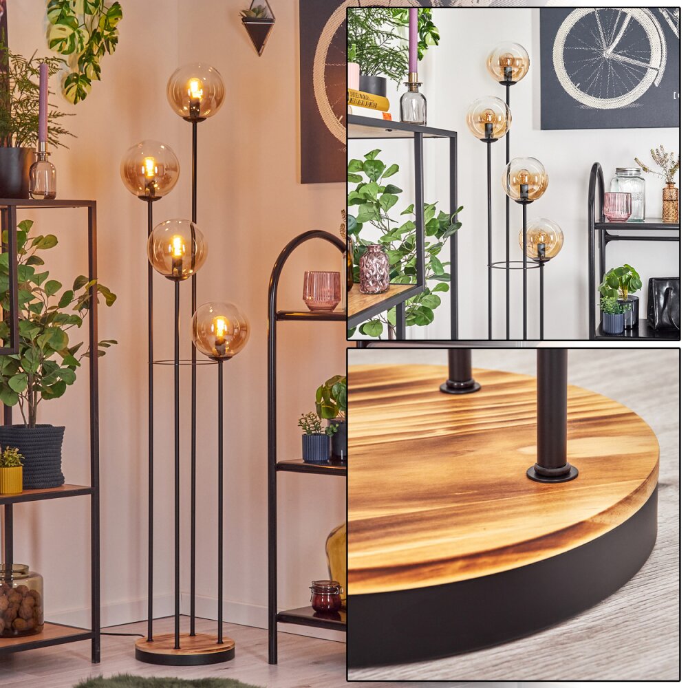 Gastor Lampa stojąca 30 cm Jasne drewno, Czarny, 4-punktowe main product photo