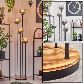 Gastor lampa stojąca 25 cm jasne drewno, czarny, 4-punktowe