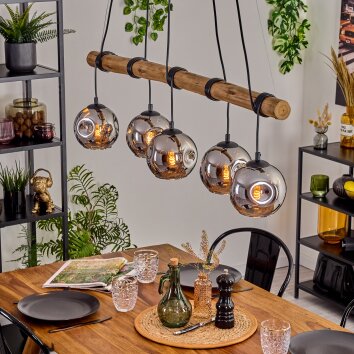 Ripoll lampa wisząca, kula świetlna, lampa wisząca kolory naturalne, czarny, 5-punktowe