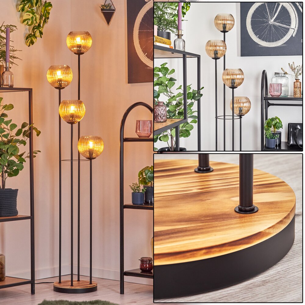 Koyoto Lampa stojąca 30 cm Jasne drewno, Czarny, 4-punktowe main product photo
