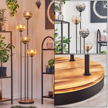 Koyoto Lampa stojąca 30 cm Jasne drewno, Czarny, 4-punktowe Koyoto Lampa stojąca 30 cm Jasne drewno, Czarny, 4-punktowe