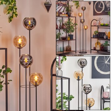 Koyoto lampa stojąca 30 cm bursztynowy, chrom, przydymiony, 4-punktowe