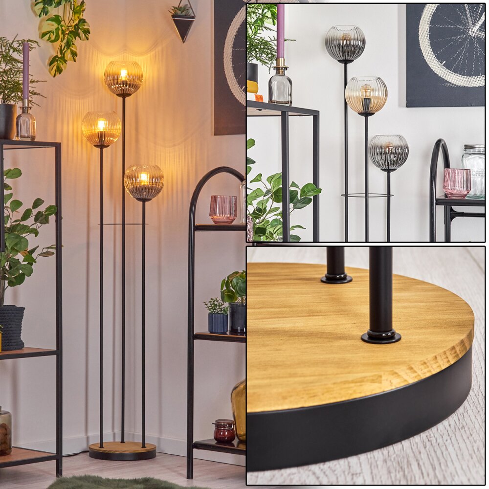 Koyoto Lampa stojąca 30 cm Ciemne drewno, Czarny, 3-punktowe main product photo