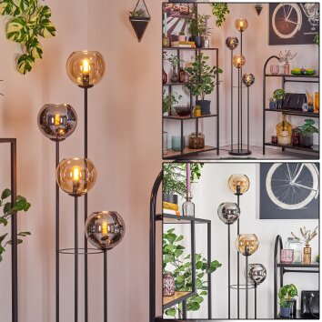 Koyoto lampa stojąca 30 cm bursztynowy, chrom, przydymiony, 4-punktowe