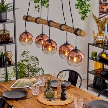 Ripoll lampa wisząca, kula świetlna, lampa wisząca kolory naturalne, czarny, 5-punktowe