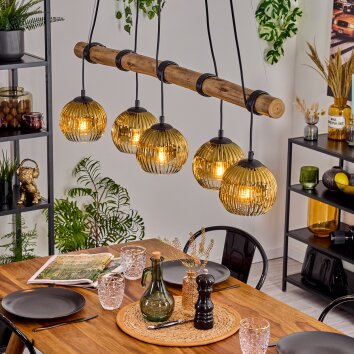 Ripoll lampa wisząca, kula świetlna, lampa wisząca kolory naturalne, czarny, 5-punktowe