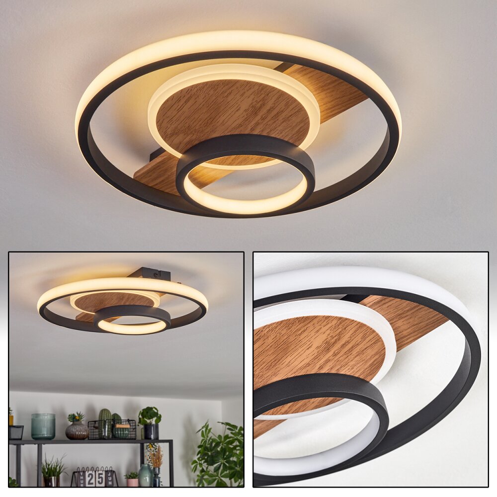 Hadel Lampa sufitowa LED Wygląd drewna, Czarny, 1-punktowy main product photo