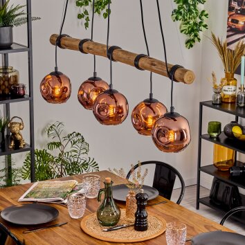 Ripoll lampa wisząca, kula świetlna, lampa wisząca kolory naturalne, czarny, 5-punktowe