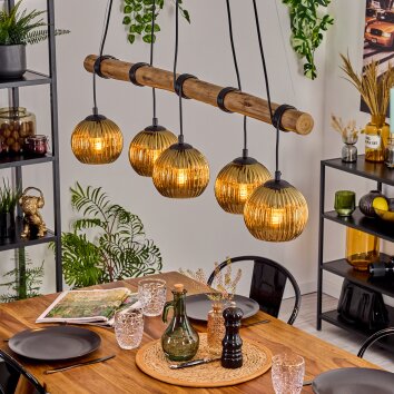 Ripoll lampa wisząca, kula świetlna, lampa wisząca kolory naturalne, czarny, 5-punktowe