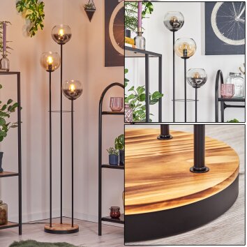 Koyoto Lampa stojąca 30 cm Jasne drewno, Czarny, 3-punktowe Koyoto Lampa stojąca 30 cm Jasne drewno, Czarny, 3-punktowe