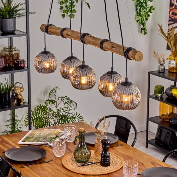 Ripoll Lampa wisząca, Kula świetlna, Lampa wisząca Ecru, Czarny, 5-punktowe