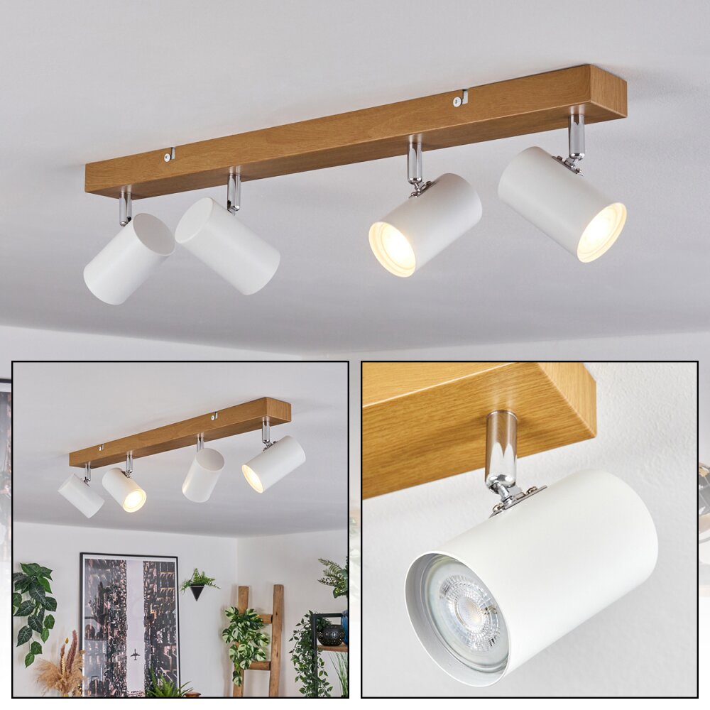 Gesteira Lampa sufitowa, Spot sufitowy Chrom, Wygląd drewna, 4-punktowe main product photo