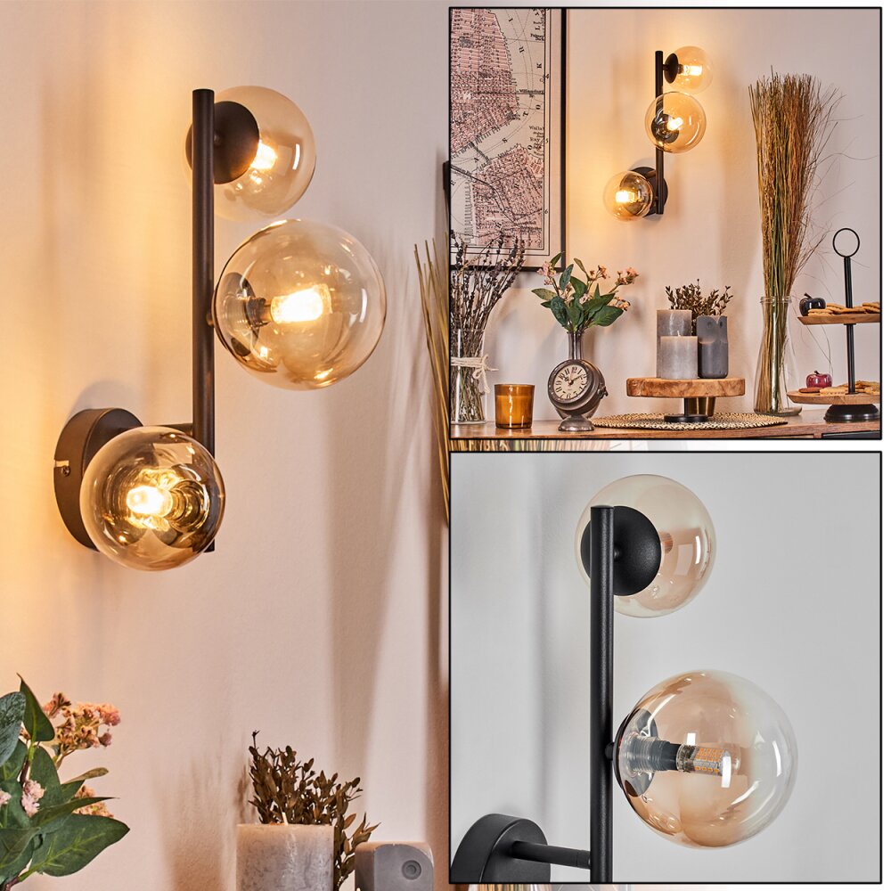 Chehalis Kula świetlna, Lampa ścienna 23 cm W kolorze bursztynu, Przezroczysty, 3-punktowe main product photo