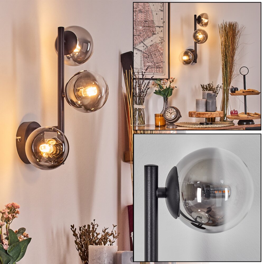 Chehalis Kula świetlna, Lampa ścienna 23 cm Chrom, Przezroczysty, Przydymiony, 3-punktowe main product photo