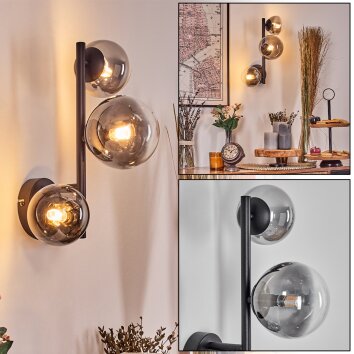 Chehalis Kula świetlna, Lampa ścienna 23 cm Chrom, Przezroczysty, Przydymiony, 3-punktowe