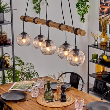 Ripoll lampa wisząca, kula świetlna, lampa wisząca kolory naturalne, czarny, 5-punktowe