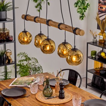 Ripoll lampa wisząca, kula świetlna, lampa wisząca kolory naturalne, czarny, 5-punktowe