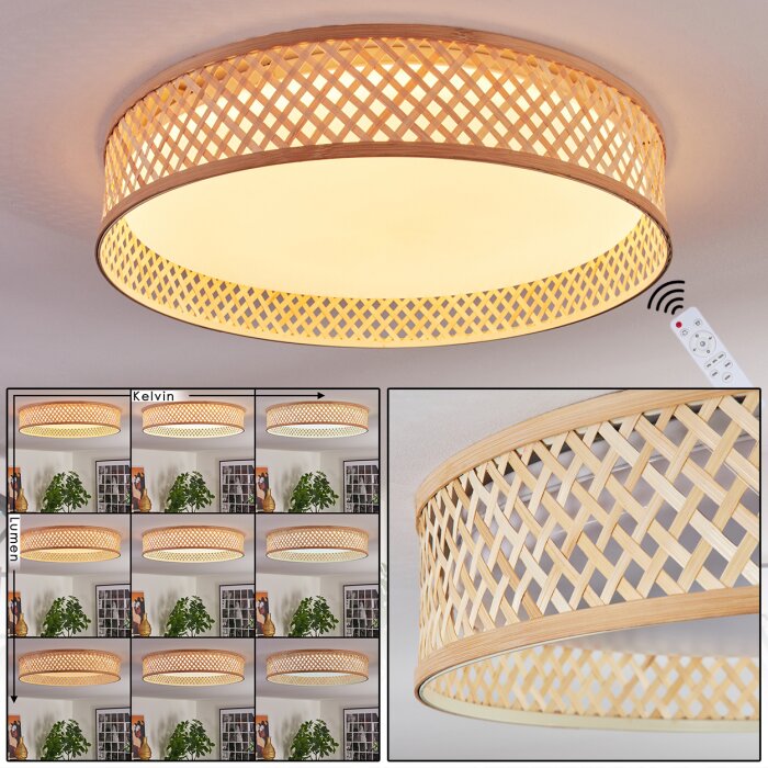 Barroco lampa sufitowa LED kolory naturalne, biały, 1-punktowy, Zdalne sterowanie