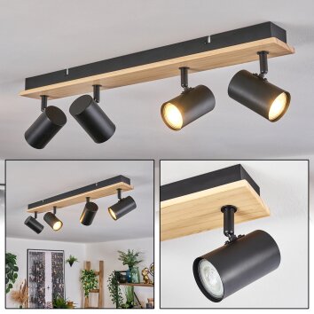 Gesteira lampa sufitowa, spot sufitowy kolory naturalne, czarny, 4-punktowe