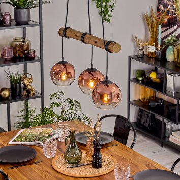 Ripoll lampa wisząca, kula świetlna, lampa wisząca kolory naturalne, czarny, 3-punktowe