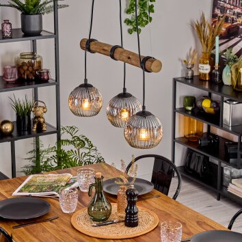 Ripoll lampa wisząca, kula świetlna, lampa wisząca kolory naturalne, czarny, 3-punktowe