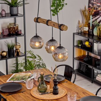 Ripoll Lampa wisząca, Kula świetlna, Lampa wisząca Ecru, Czarny, 3-punktowe