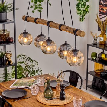 Ripoll lampa wisząca, kula świetlna, lampa wisząca kolory naturalne, czarny, 5-punktowe