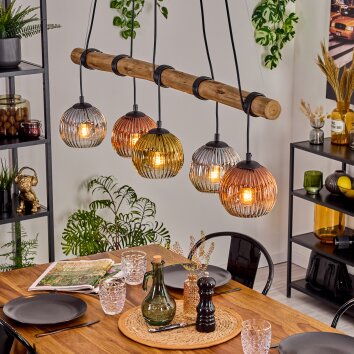 Ripoll lampa wisząca, kula świetlna, lampa wisząca kolory naturalne, czarny, 5-punktowe