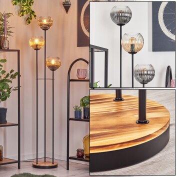 Koyoto Lampa stojąca 30 cm Jasne drewno, Czarny, 3-punktowe