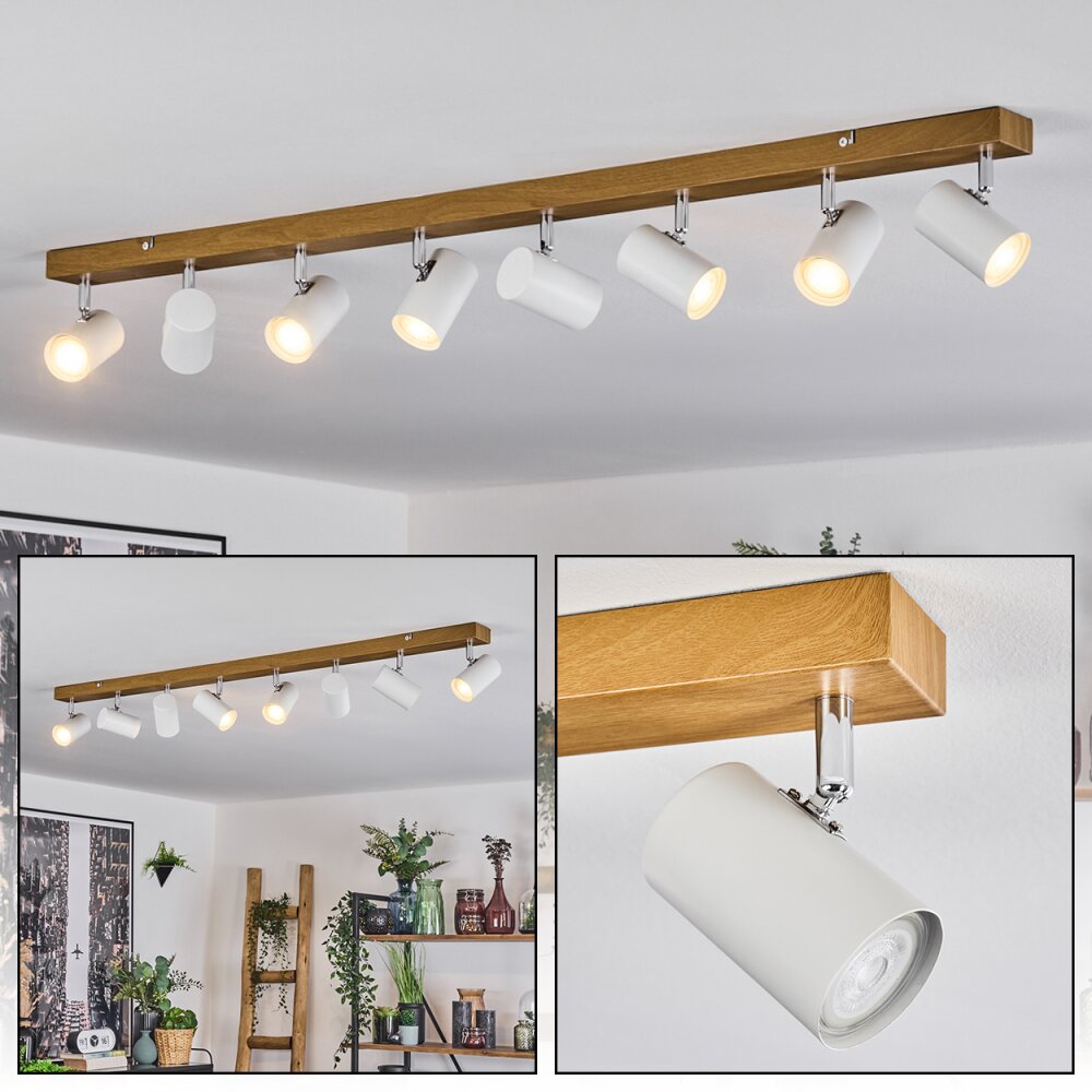 Gesteira Lampa sufitowa, Spot sufitowy Chrom, Wygląd drewna, 8-punktowe main product photo