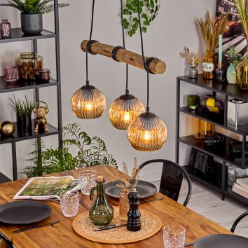Ripoll lampa wisząca, kula świetlna, lampa wisząca kolory naturalne, czarny, 3-punktowe