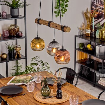 Ripoll lampa wisząca, kula świetlna, lampa wisząca kolory naturalne, czarny, 3-punktowe
