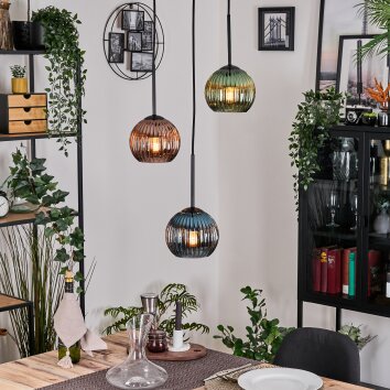 Koyoto Lampa wisząca, Kula świetlna, Lampa wisząca Czarny, 3-punktowe