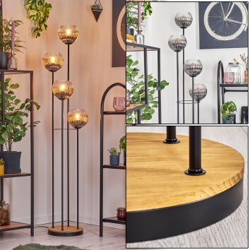 Koyoto Lampa stojąca Ciemne drewno, Czarny, 4-punktowe